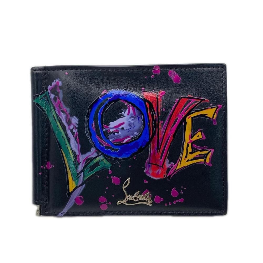 Christian Louboutin LOVE Bi-fold Wallet with Money Clip, 3185248, Black Calf ...